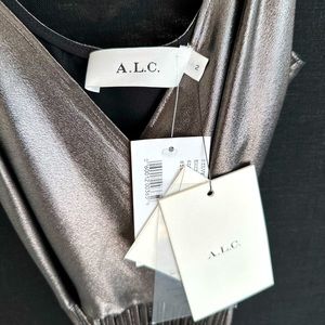 A.L.C Kristien Pleated Metallic Dress WITH TAGS